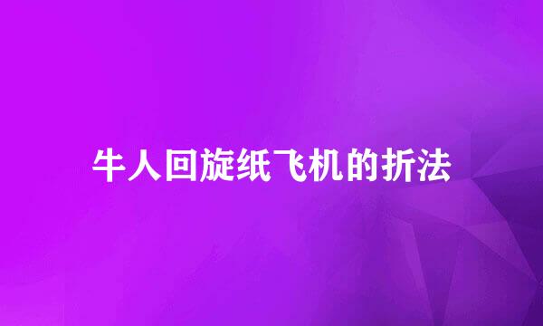 牛人回旋纸飞机的折法