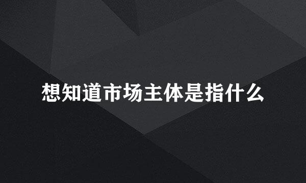 想知道市场主体是指什么