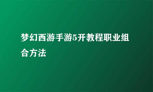 梦幻西游手游5开教程职业组合方法