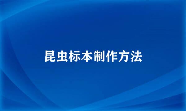 昆虫标本制作方法