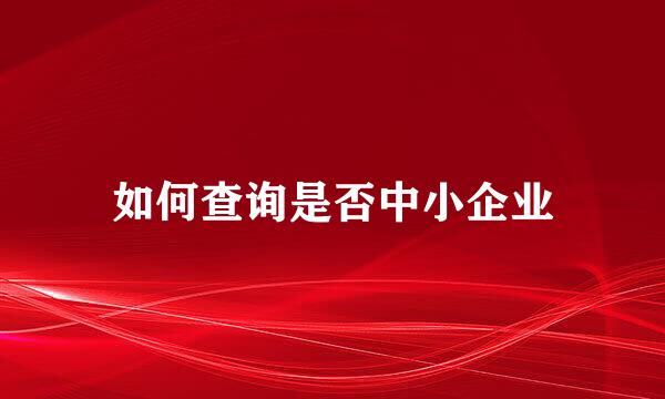 如何查询是否中小企业