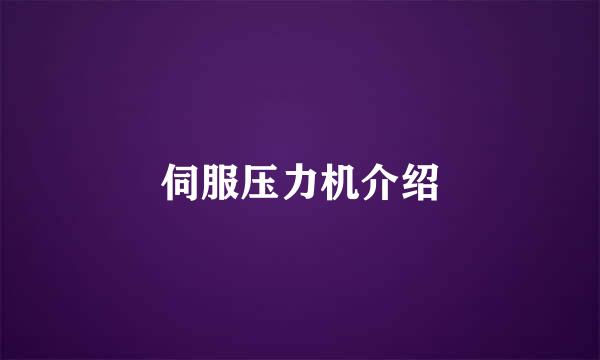 伺服压力机介绍