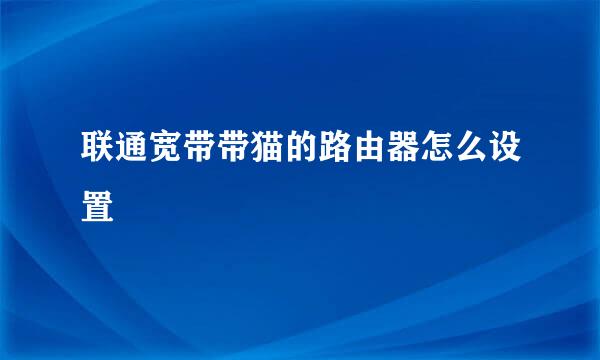 联通宽带带猫的路由器怎么设置