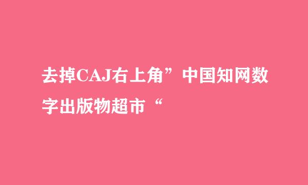 去掉CAJ右上角”中国知网数字出版物超市“