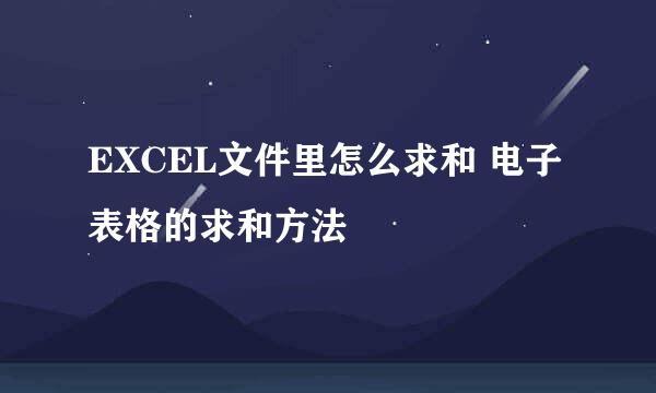 EXCEL文件里怎么求和 电子表格的求和方法