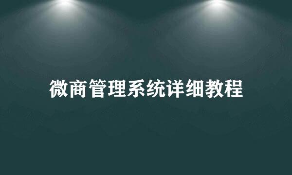 微商管理系统详细教程