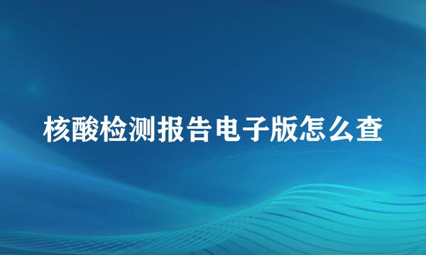 核酸检测报告电子版怎么查