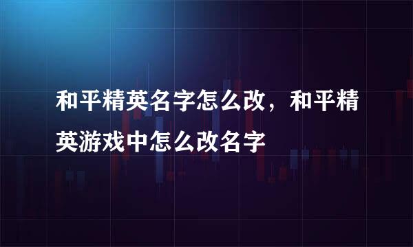 和平精英名字怎么改，和平精英游戏中怎么改名字