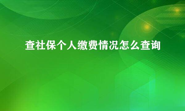 查社保个人缴费情况怎么查询