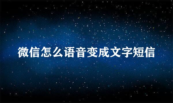 微信怎么语音变成文字短信