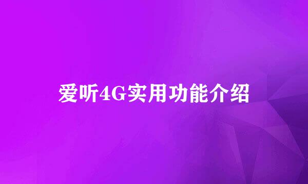 爱听4G实用功能介绍