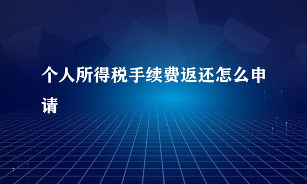 个人所得税手续费返还怎么申请