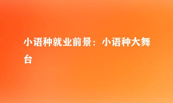 小语种就业前景：小语种大舞台