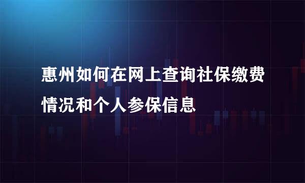 惠州如何在网上查询社保缴费情况和个人参保信息