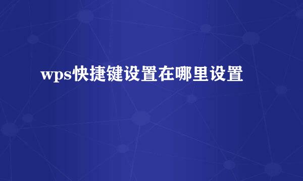 wps快捷键设置在哪里设置