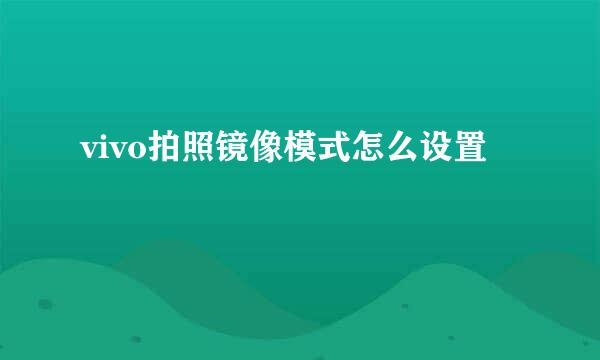 vivo拍照镜像模式怎么设置