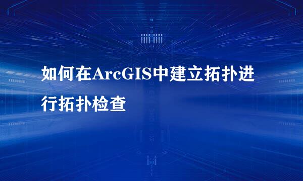 如何在ArcGIS中建立拓扑进行拓扑检查