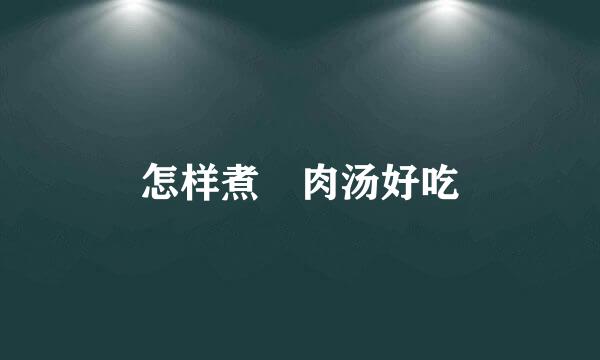 怎样煮廋肉汤好吃