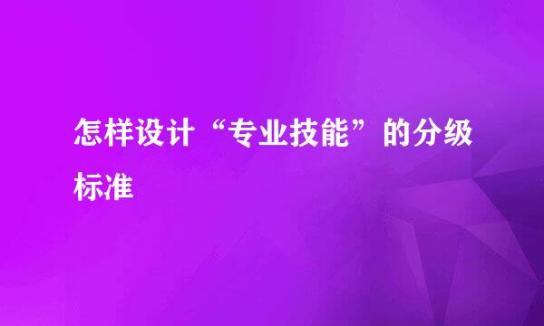 怎样设计“专业技能”的分级标准