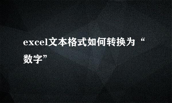 excel文本格式如何转换为“数字”