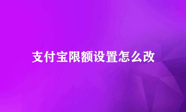 支付宝限额设置怎么改