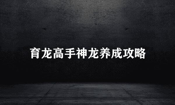 育龙高手神龙养成攻略