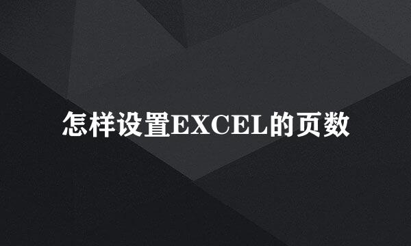 怎样设置EXCEL的页数