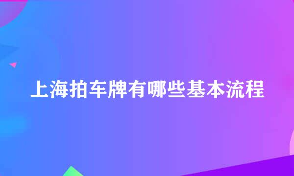 上海拍车牌有哪些基本流程