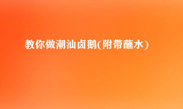 教你做潮汕卤鹅(附带蘸水)