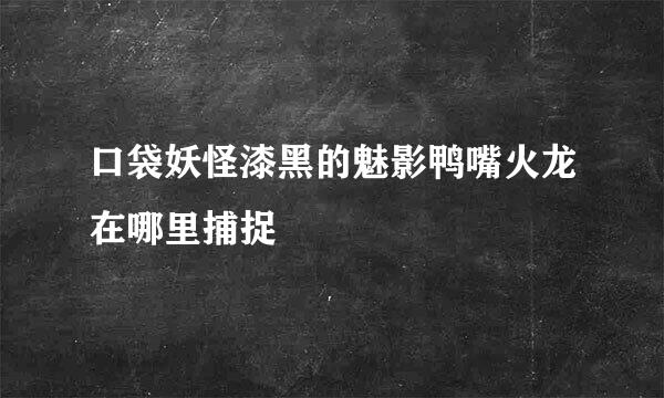 口袋妖怪漆黑的魅影鸭嘴火龙在哪里捕捉