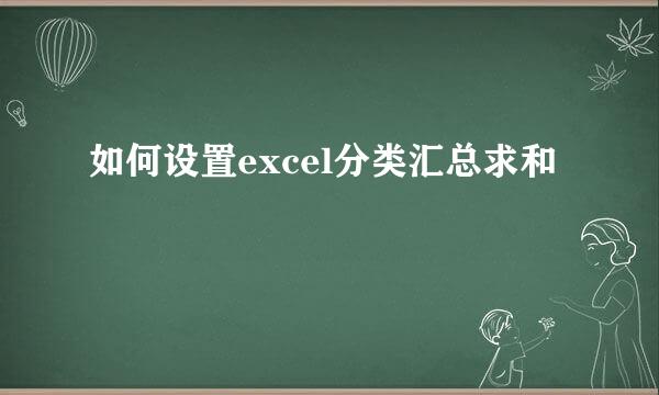 如何设置excel分类汇总求和