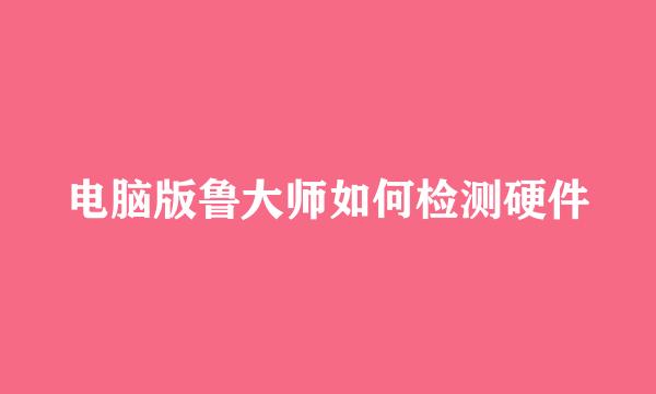 电脑版鲁大师如何检测硬件