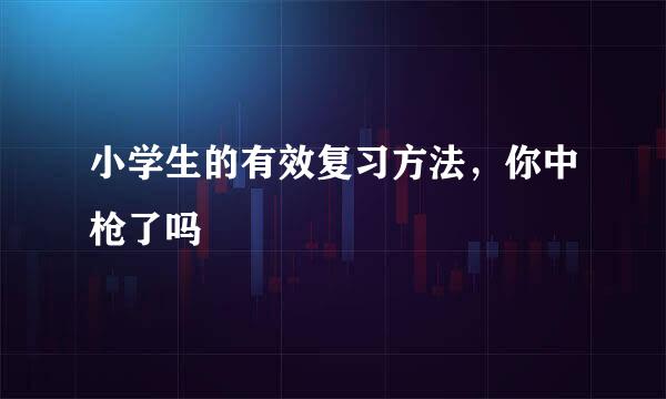小学生的有效复习方法，你中枪了吗