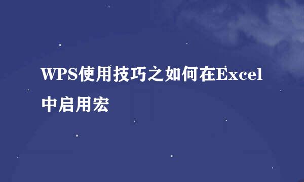 WPS使用技巧之如何在Excel中启用宏
