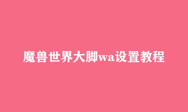 魔兽世界大脚wa设置教程