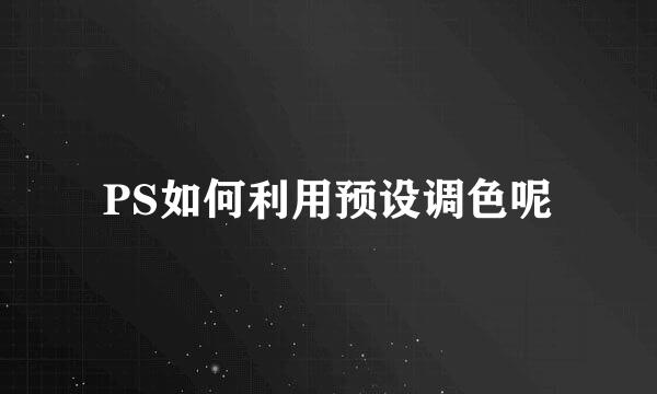 PS如何利用预设调色呢