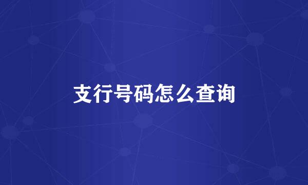 支行号码怎么查询