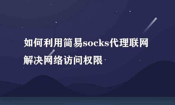 如何利用简易socks代理联网解决网络访问权限