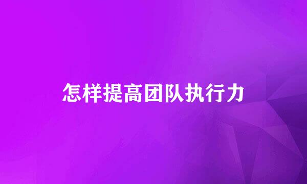 怎样提高团队执行力