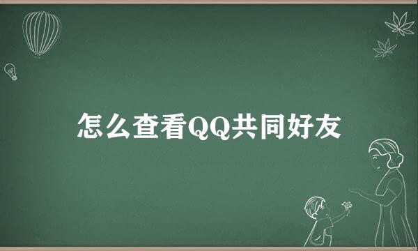 怎么查看QQ共同好友