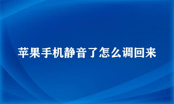 苹果手机静音了怎么调回来