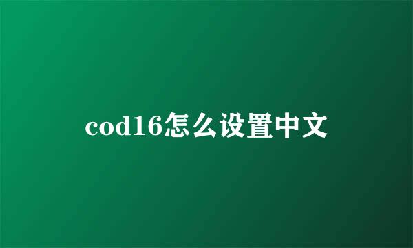 cod16怎么设置中文