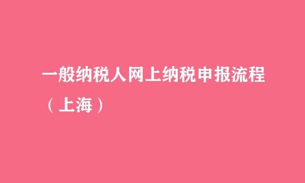 一般纳税人网上纳税申报流程（上海）