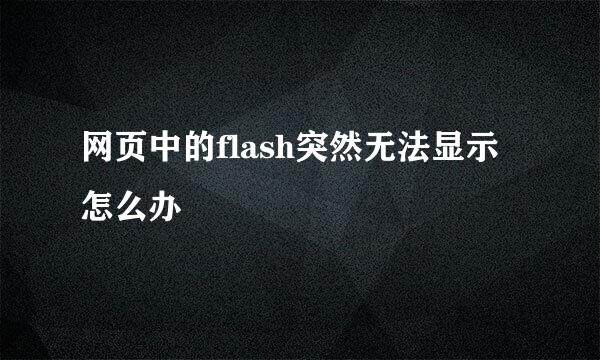 网页中的flash突然无法显示怎么办