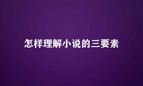 怎样理解小说的三要素