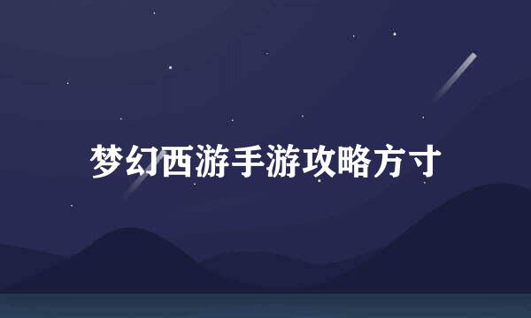 梦幻西游手游攻略方寸