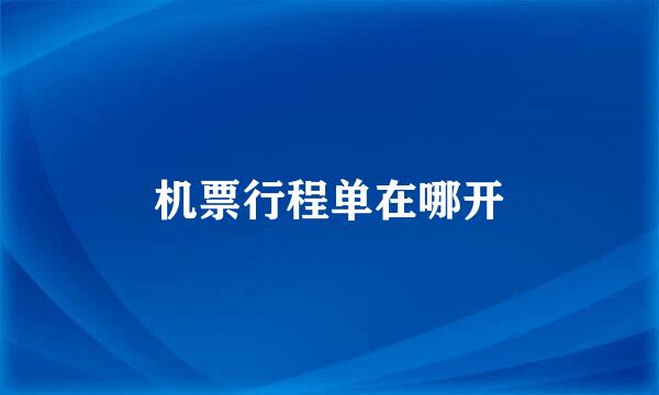 机票行程单在哪开