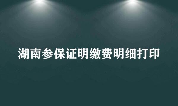 湖南参保证明缴费明细打印