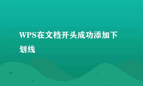 WPS在文档开头成功添加下划线
