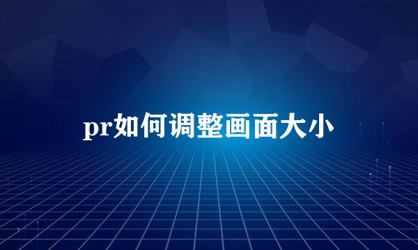 pr如何调整画面大小